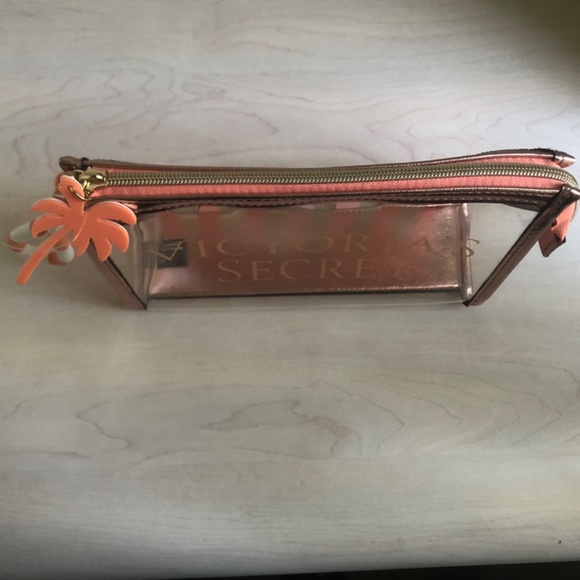 New Victoria’s Secret Orange and Ombré Gold Tote & Sunset Striped Wristlet - Picture 7 of 7